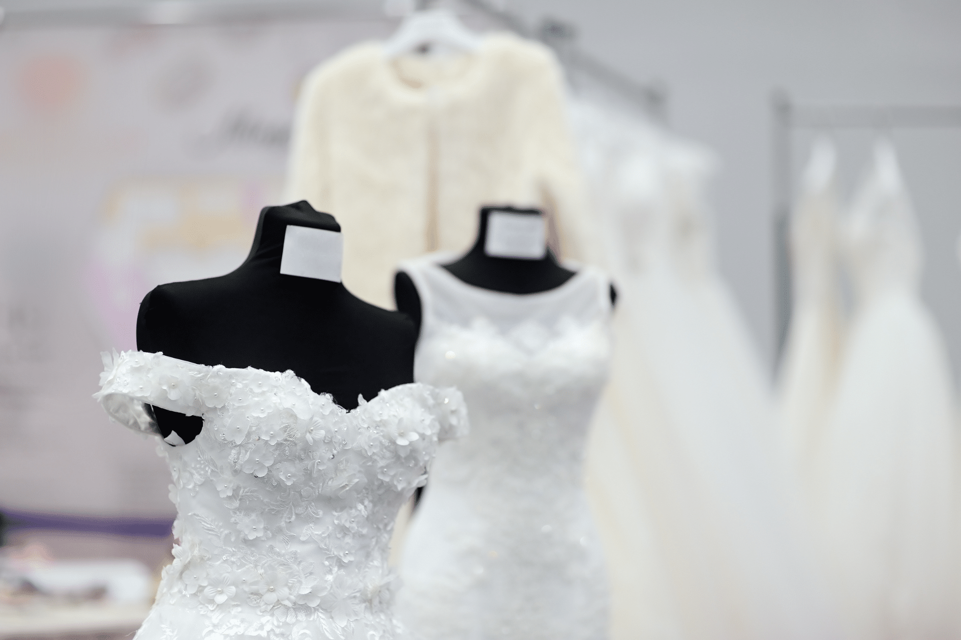 wedding gown on display